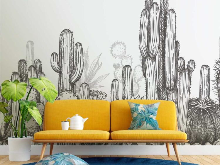Papier peint - Cactus gravure
