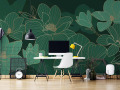 Papier peint panoramique - Floral aux nuances de vert
